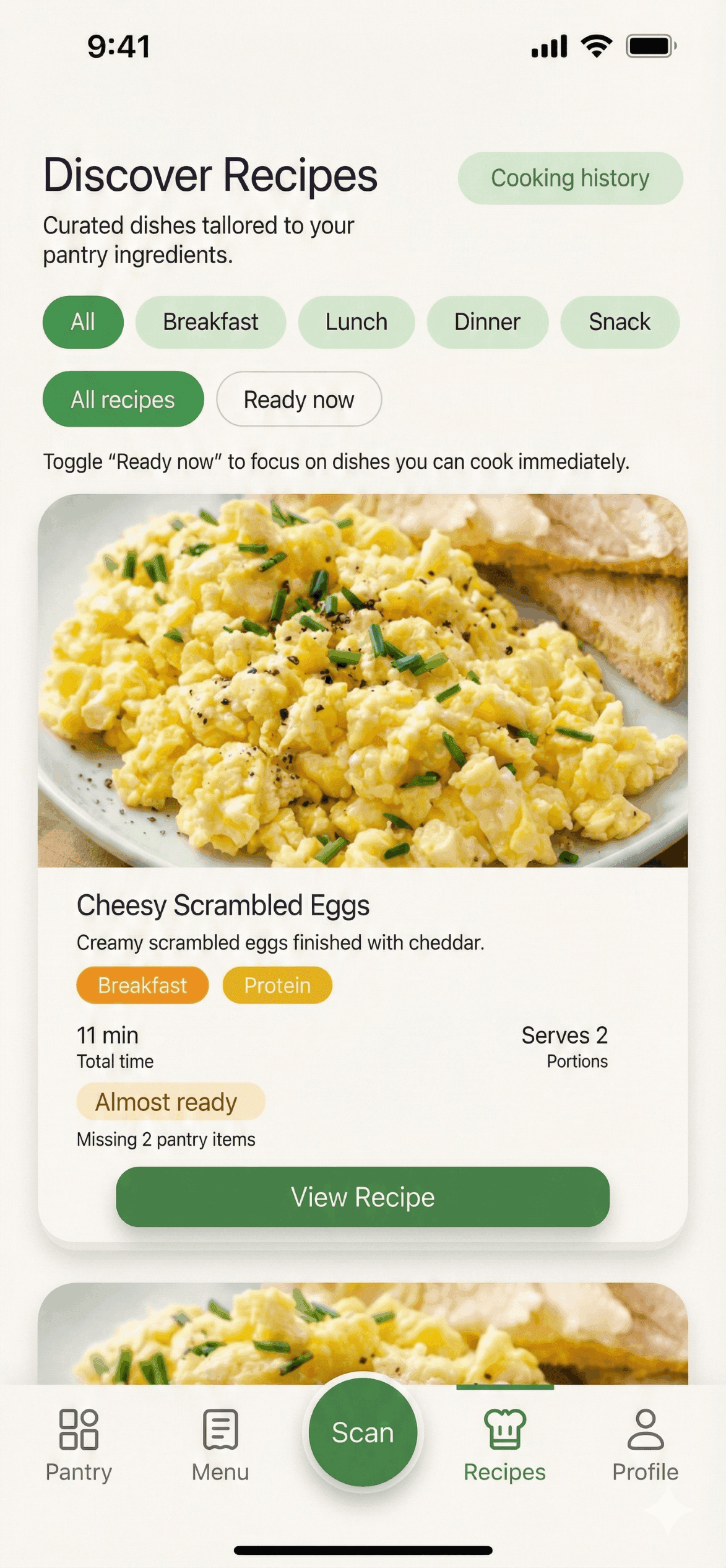 Growceries Recipes Screen